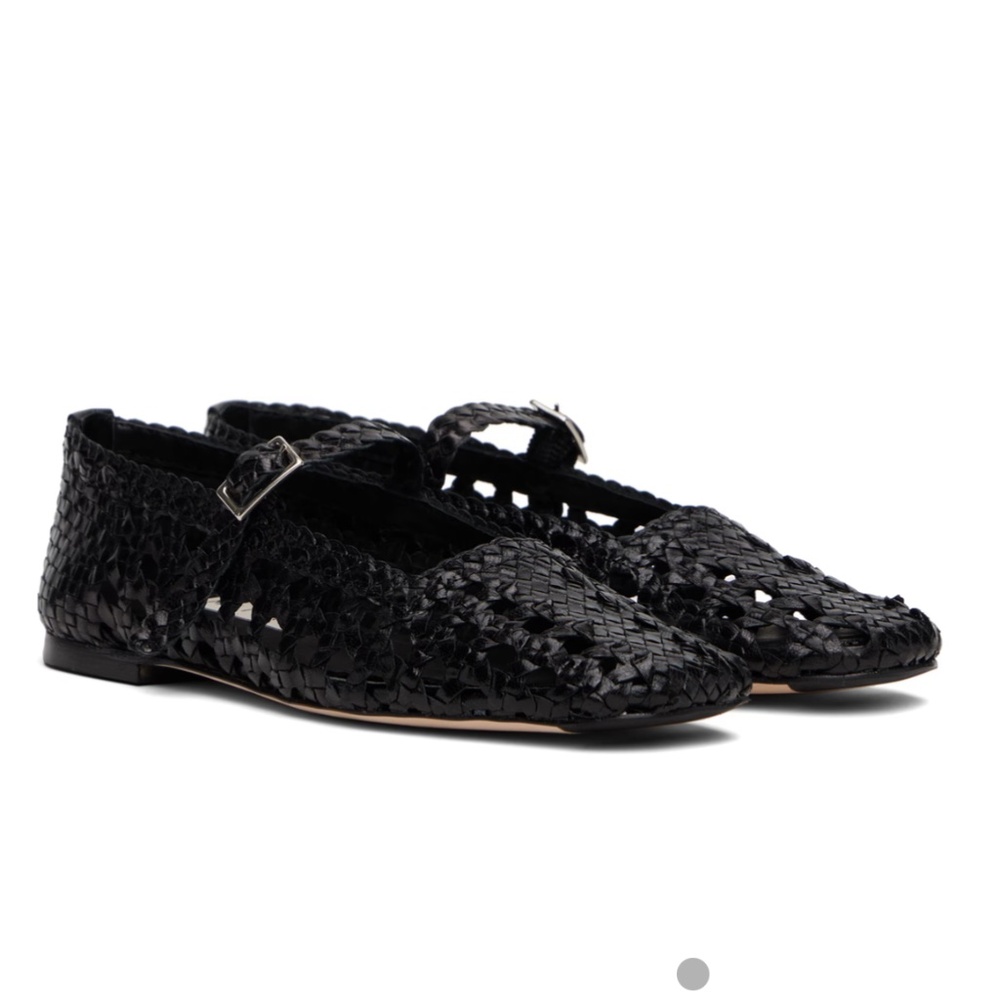 MISTA Yeida Black Woven Leather Mary Jane Flat